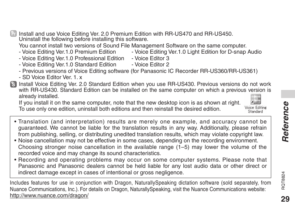 Ref erence | Panasonic RR-US430 User Manual | Page 29 / 44