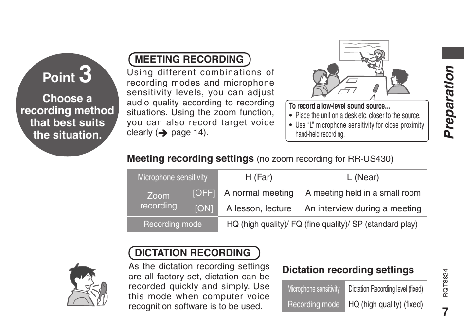 Preparation point | Panasonic RR-US430 User Manual | Page 7 / 44