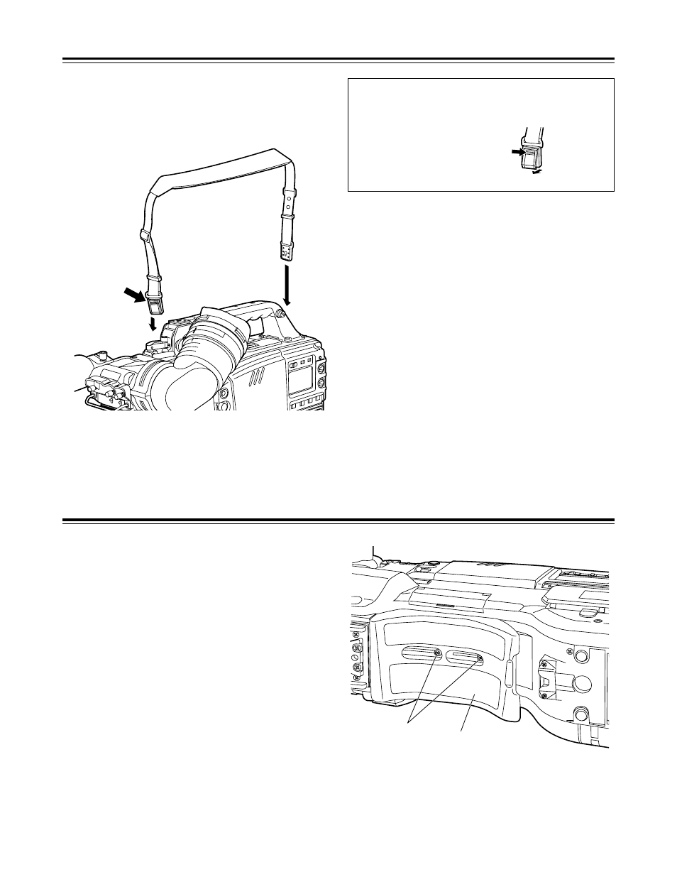 Attaching the shoulder strap, Adjusting the shoulder pad position | Panasonic AJ-HDC27V User Manual | Page 36 / 118