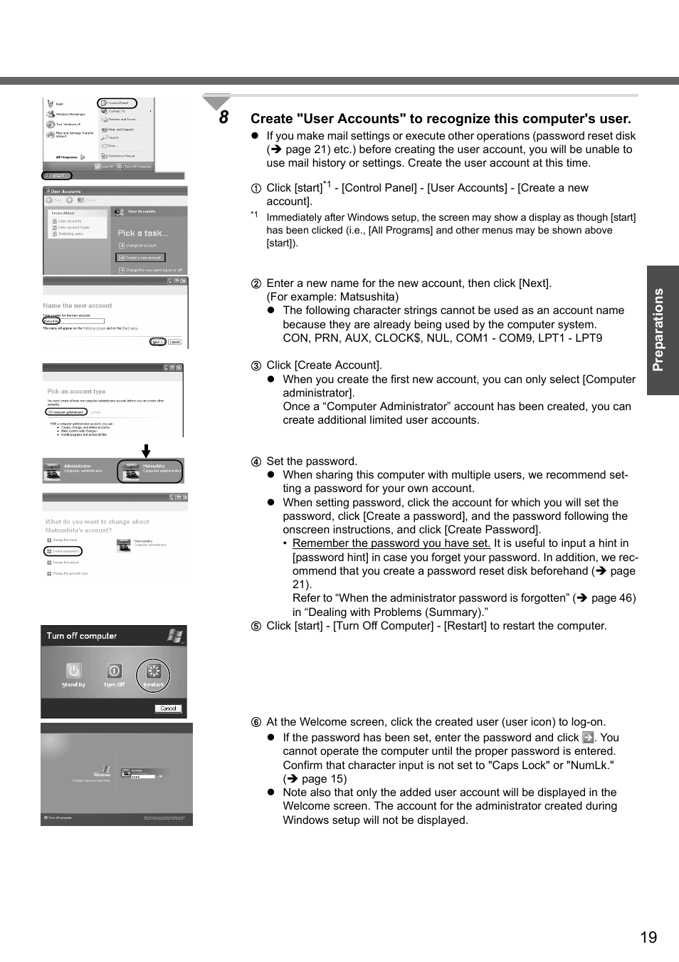 Preparations | Panasonic CF-W4 Series User Manual | Page 19 / 68