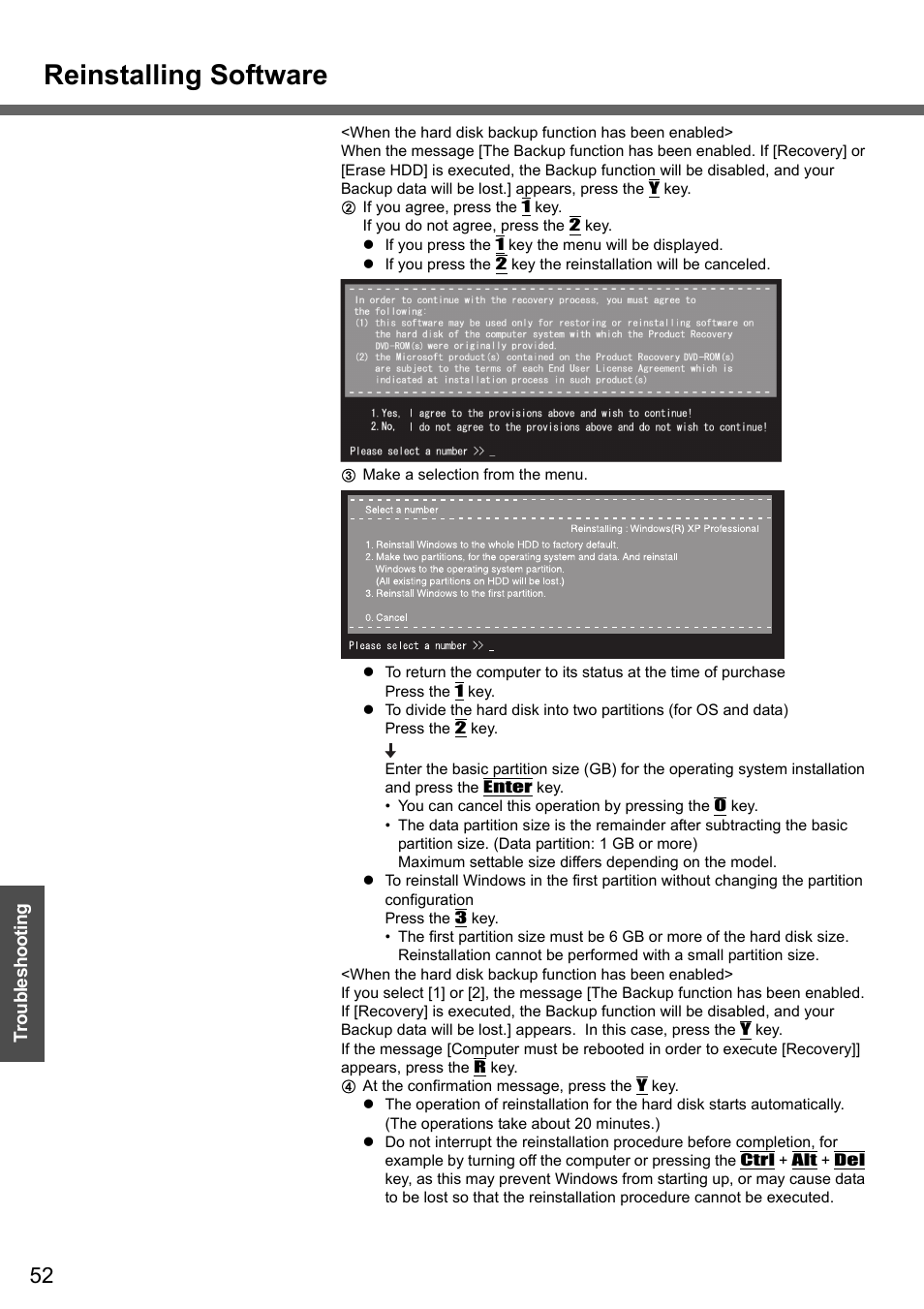 Reinstalling software | Panasonic CF-W4 Series User Manual | Page 52 / 68