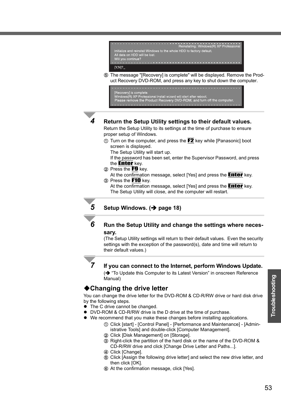 Changing the drive letter | Panasonic CF-W4 Series User Manual | Page 53 / 68