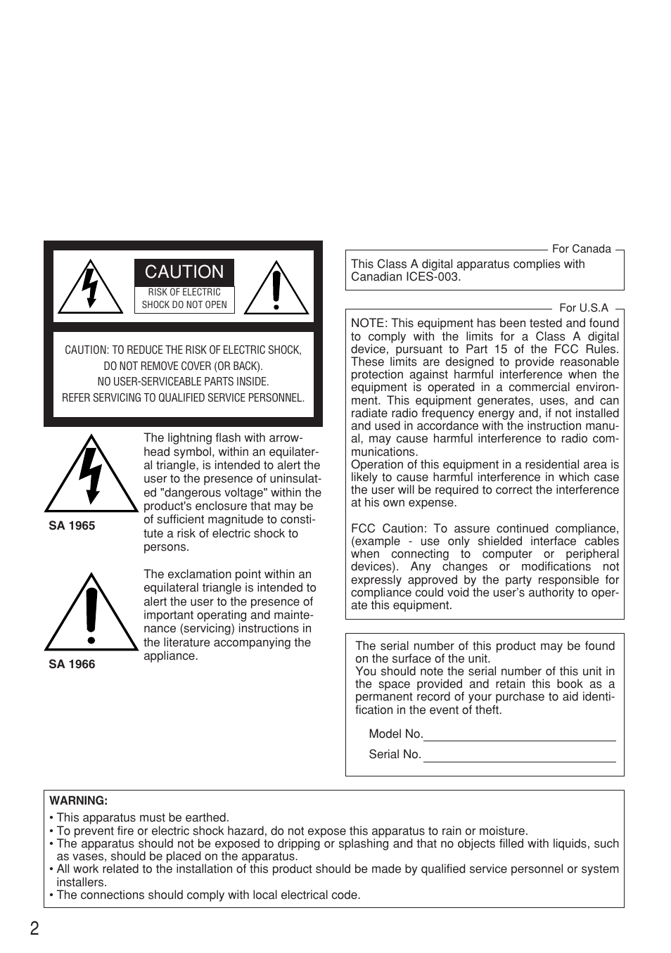 Caution | Panasonic WV-CW484 User Manual | Page 2 / 50