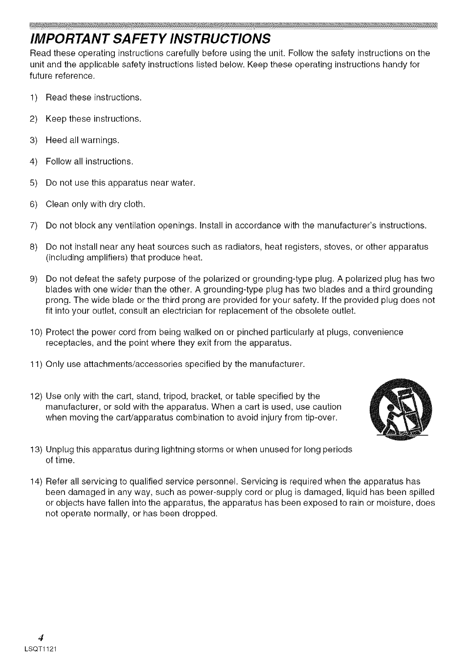 Important safety instructions | Panasonic PV-GS80 User Manual | Page 4 / 81