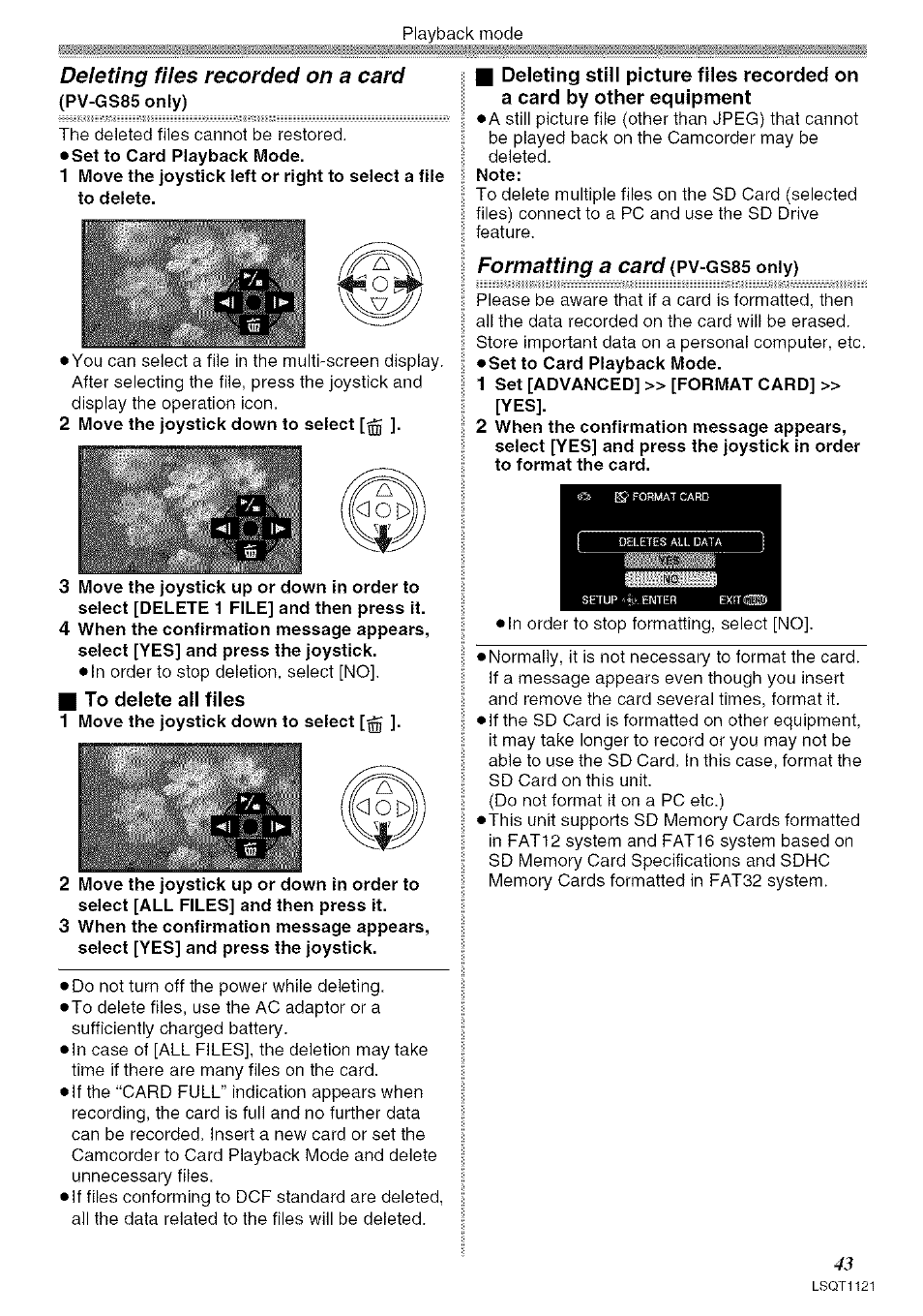 I to delete all files | Panasonic PV-GS80 User Manual | Page 43 / 81