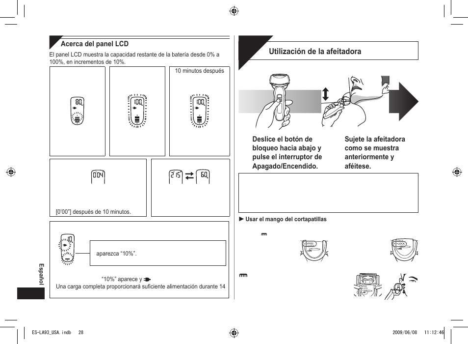 Afeitado | Panasonic ESLA93 User Manual | Page 28 / 36