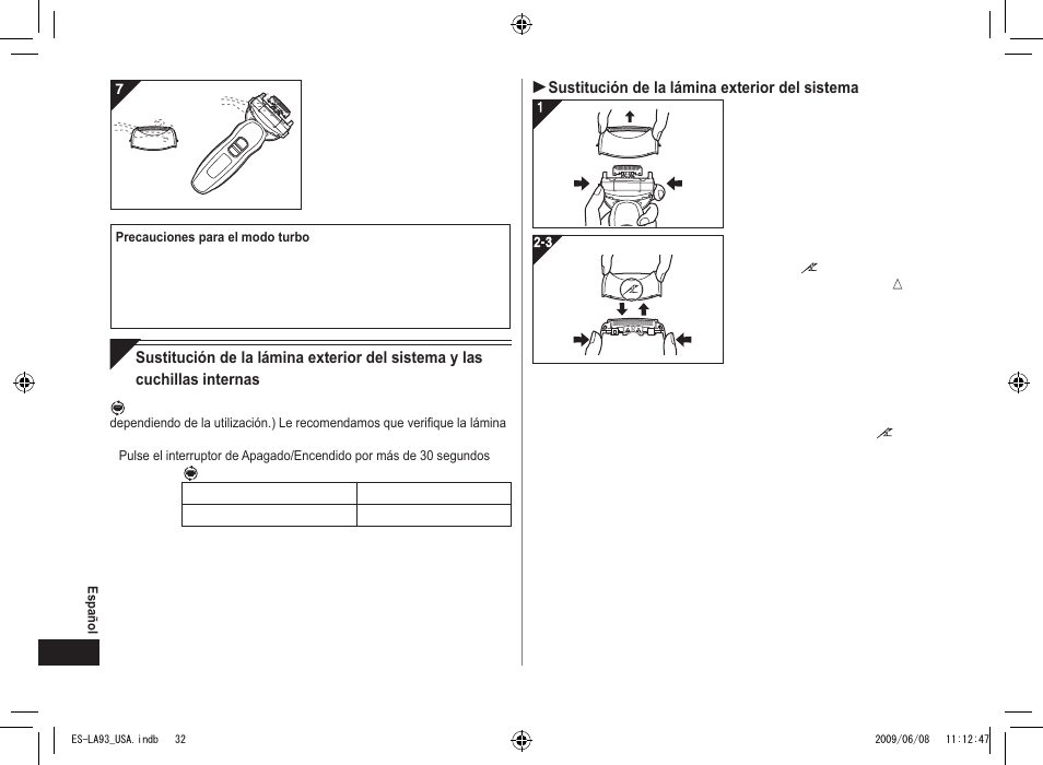 Panasonic ESLA93 User Manual | Page 32 / 36