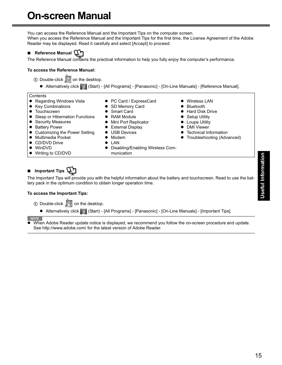 On-screen manual | Panasonic CF-74 User Manual | Page 15 / 40