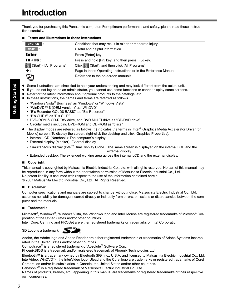 Introduction | Panasonic CF-74 User Manual | Page 2 / 40