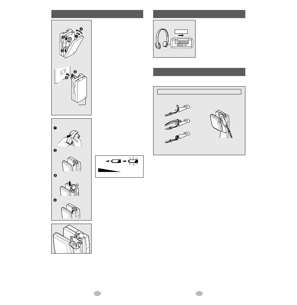 Batteries, Hold function, Using the lanyard hook | Panasonic SV-SD05 User Manual | Page 2 / 8