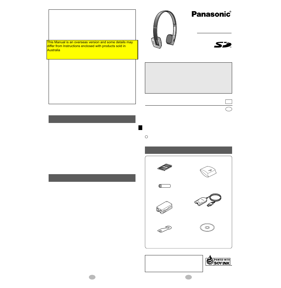Optional accessories, Specifications, Supplied accessories | Sv-sd05, Caution | Panasonic SV-SD05 User Manual | Page 8 / 8