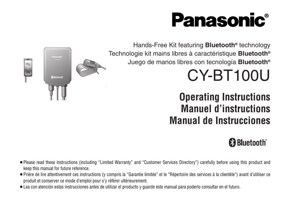 Panasonic CY-BT100U User Manual | 92 pages