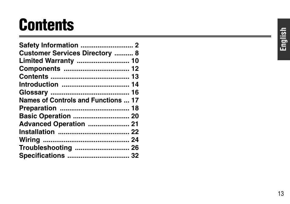 Panasonic CY-BT100U User Manual | Page 13 / 92