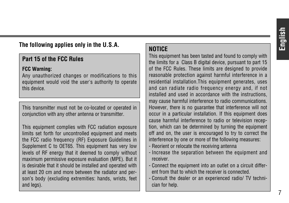 English | Panasonic CY-BT100U User Manual | Page 7 / 92