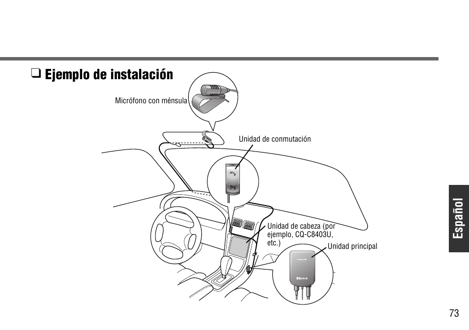 Ejemplo de instalación, Español | Panasonic CY-BT100U User Manual | Page 73 / 92