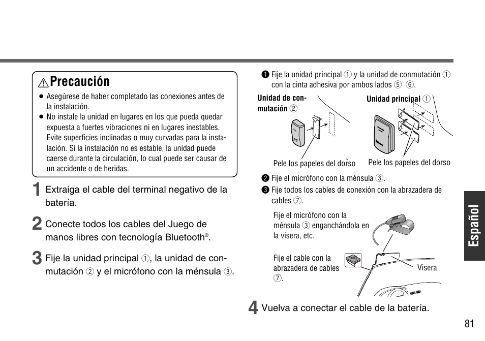 Español, Precaución | Panasonic CY-BT100U User Manual | Page 81 / 92