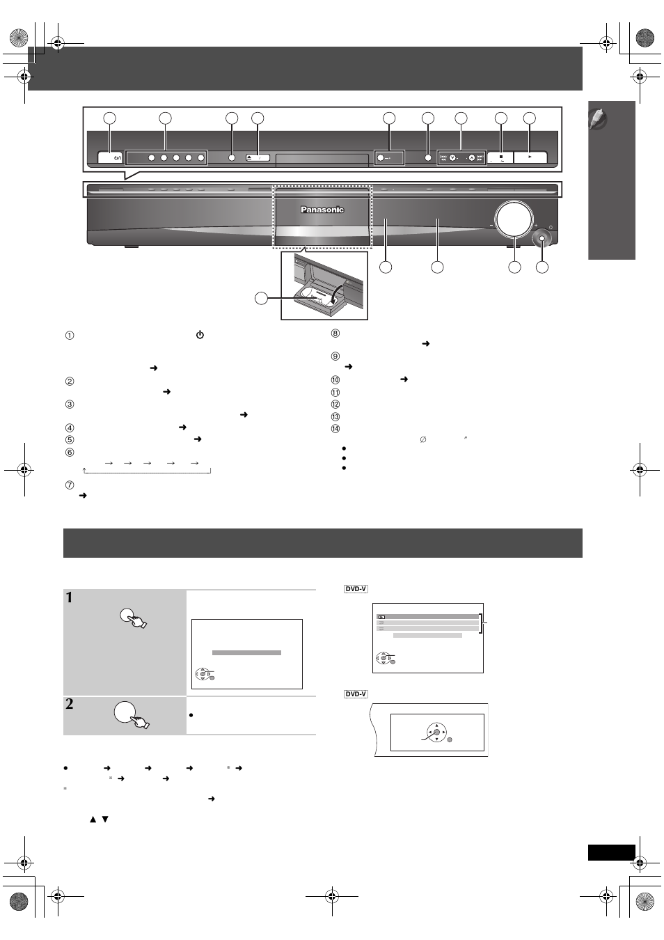 Utilizing the start menu, Show the start menu, Select an item | Open clo s e | Panasonic SC-PT665 User Manual | Page 13 / 72