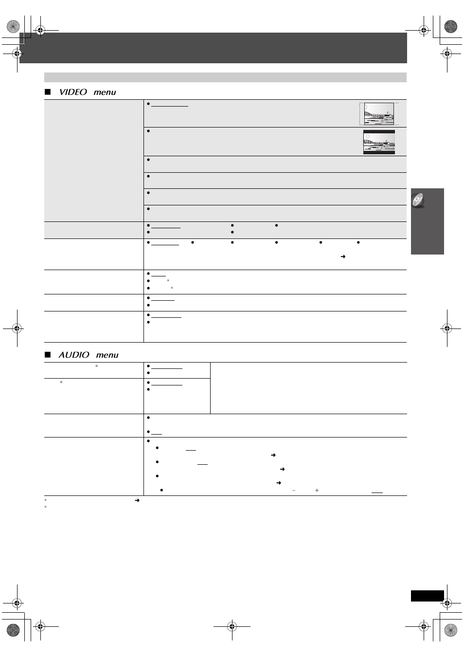 Video ” menu ∫ “ audio ” menu | Panasonic SC-PT665 User Manual | Page 21 / 72