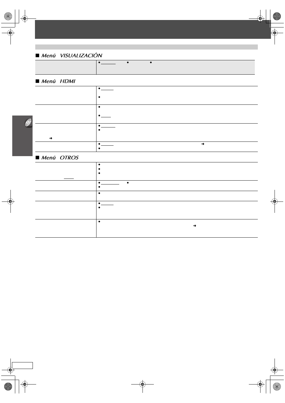 Cambio de los ajustes del reproductor | Panasonic SC-PT665 User Manual | Page 58 / 72