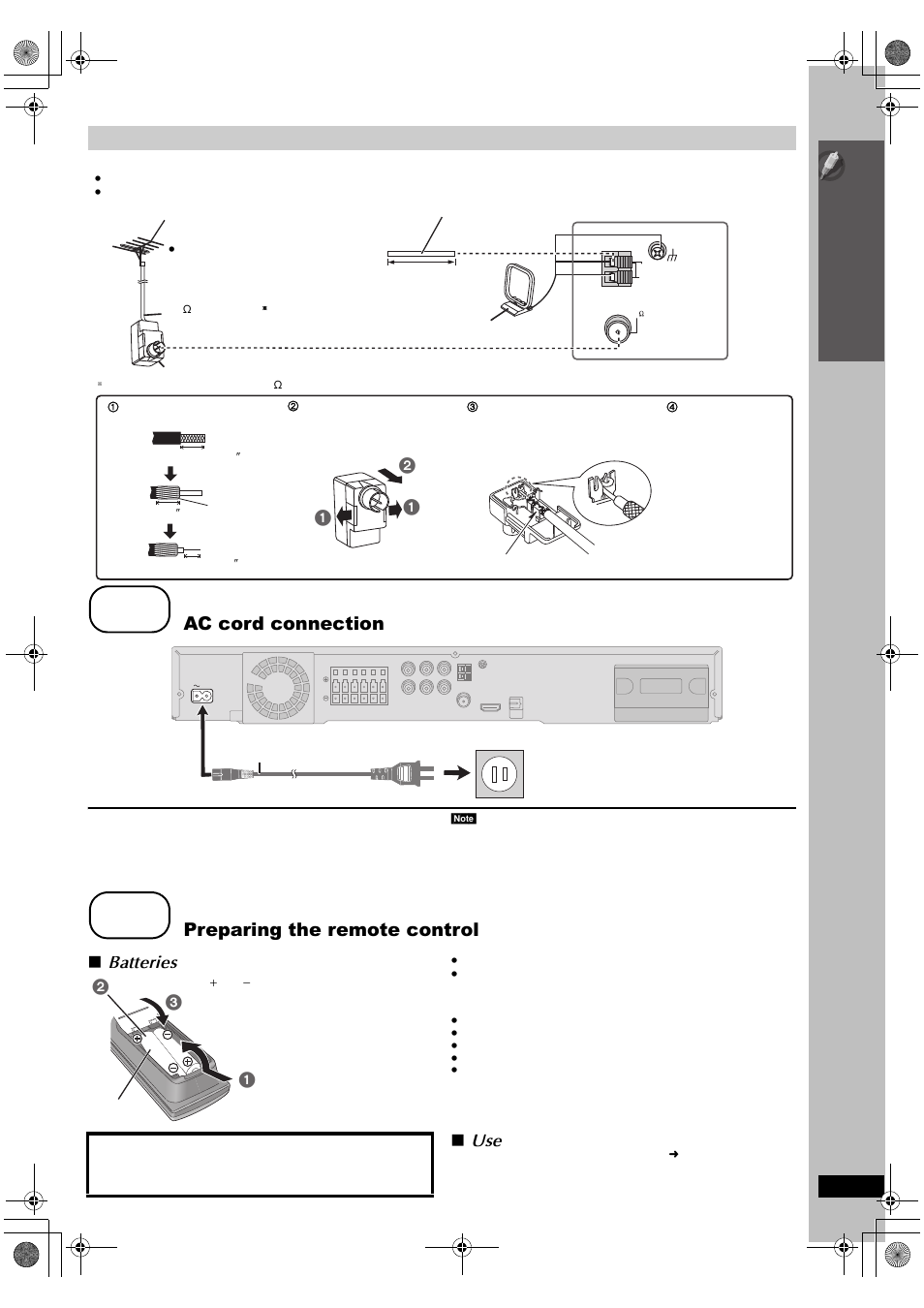 Step, Ac cord connection, Preparing the remote control | Batteries | Panasonic SC-PT665 User Manual | Page 9 / 72