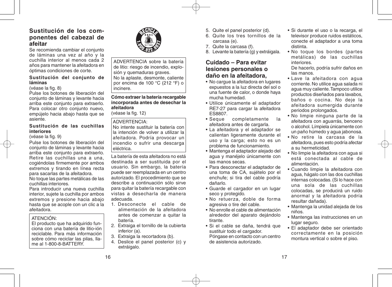 Panasonic ES8807 User Manual | Page 10 / 11