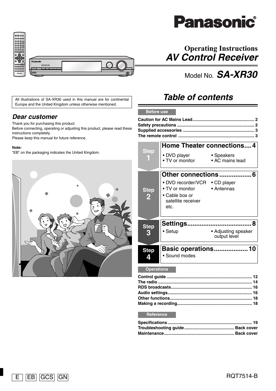 Panasonic SA-XR30 User Manual | 20 pages
