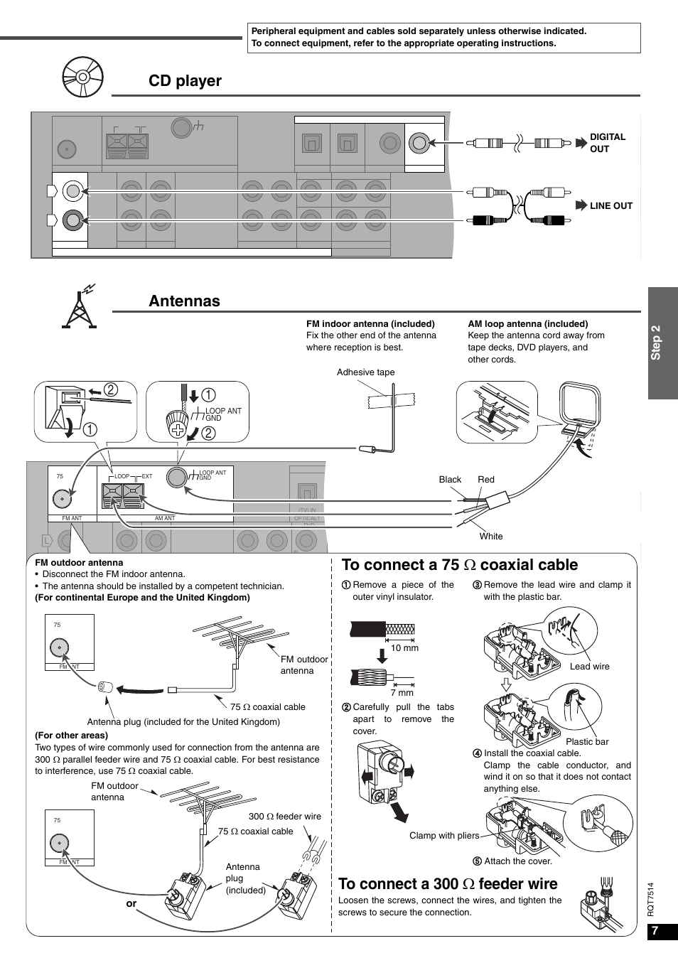 Cd player antennas, Step 2 | Panasonic SA-XR30 User Manual | Page 7 / 20