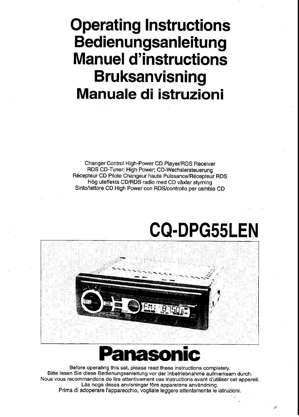 Panasonic cq-dpg55len User Manual | 43 pages