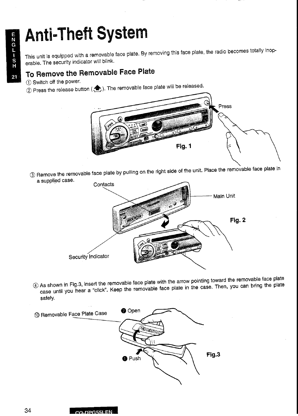 Anti-theft system | Panasonic cq-dpg55len User Manual | Page 34 / 43