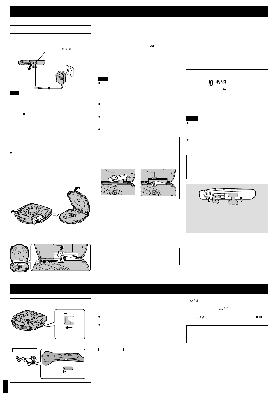 Power supply preparations, Hold function, Recharging procedure | Panasonic SL-SW891C User Manual | Page 2 / 8