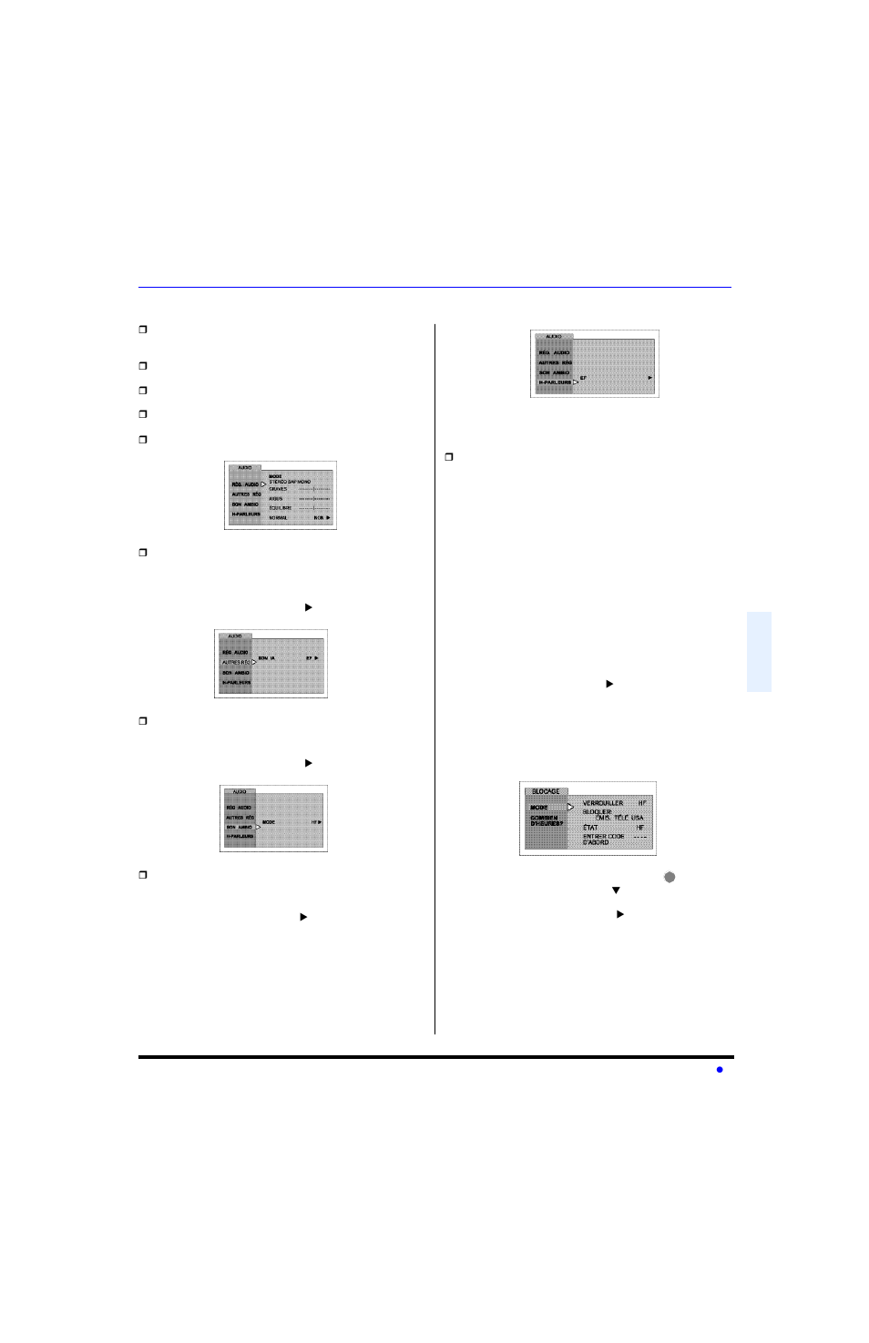 Audio, Blocage | Panasonic CT-27E13-1 User Manual | Page 53 / 64