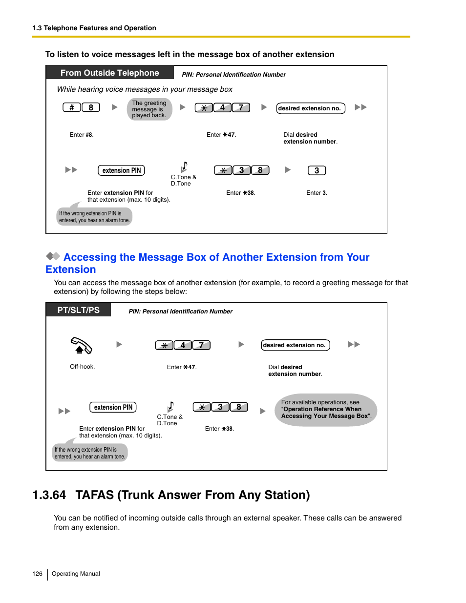 64 tafas (trunk answer from any station) | Panasonic KX-TDE100 User Manual | Page 126 / 214