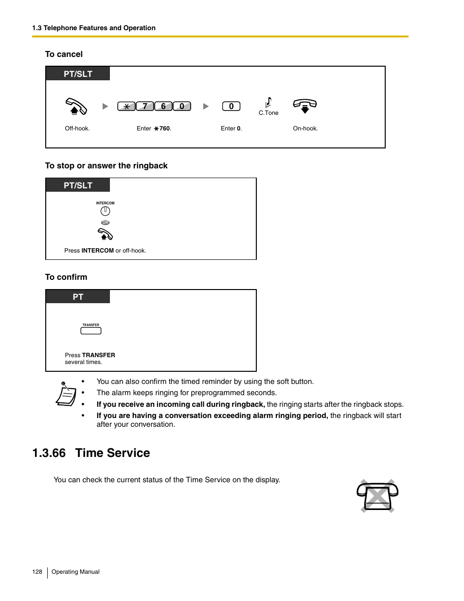 66 time service | Panasonic KX-TDE100 User Manual | Page 128 / 214