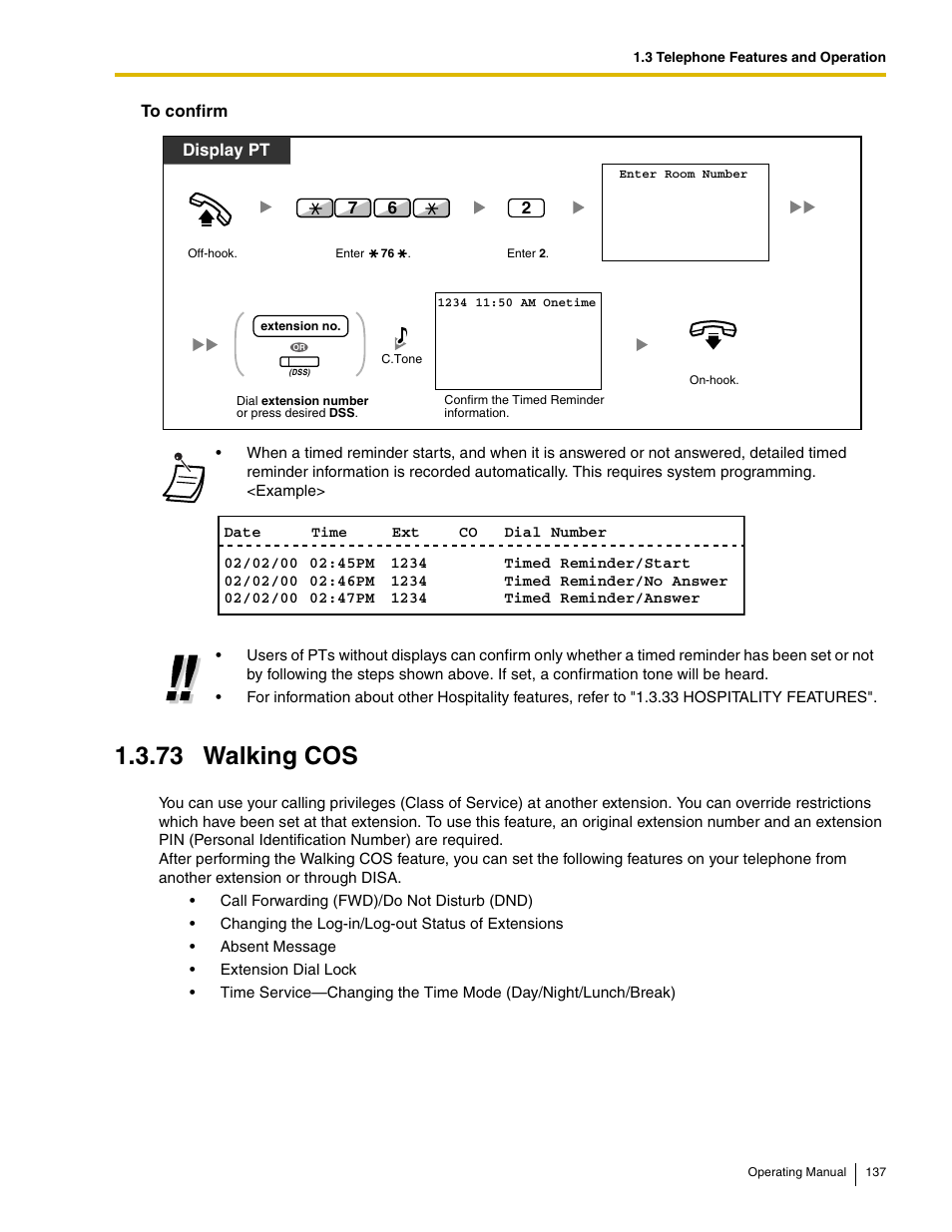 73 walking cos | Panasonic KX-TDE100 User Manual | Page 137 / 214