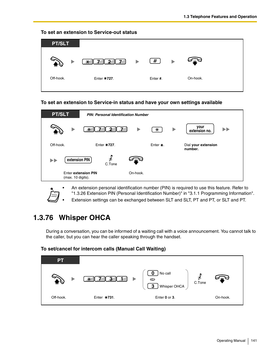 76 whisper ohca, 76 whisper ohca) | Panasonic KX-TDE100 User Manual | Page 141 / 214