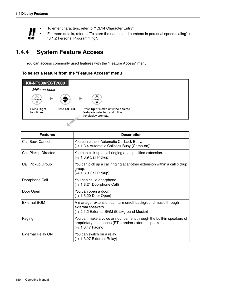 4 system feature access | Panasonic KX-TDE100 User Manual | Page 150 / 214