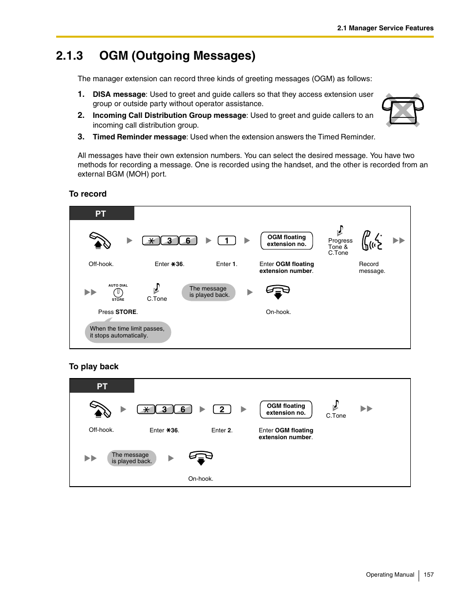 3 ogm (outgoing messages) | Panasonic KX-TDE100 User Manual | Page 157 / 214