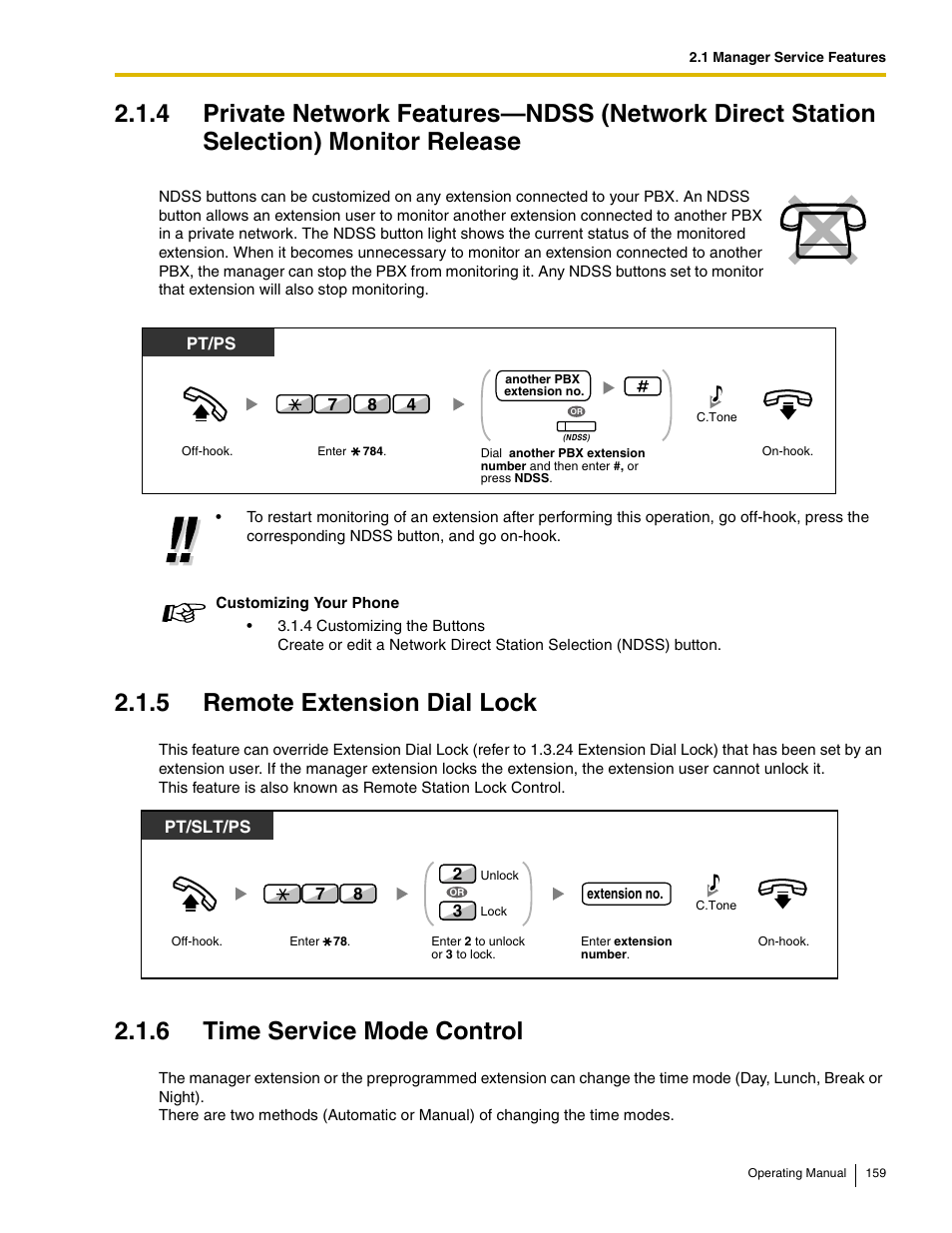 5 remote extension dial lock, 6 time service mode control | Panasonic KX-TDE100 User Manual | Page 159 / 214