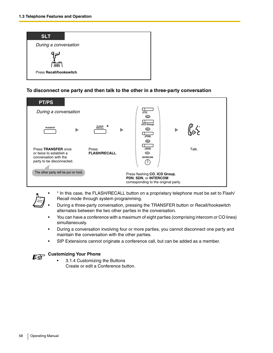 Pt/ps | Panasonic KX-TDE100 User Manual | Page 58 / 214