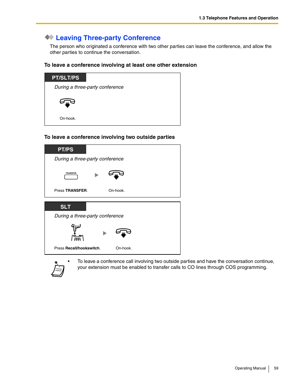 Leaving three-party conference | Panasonic KX-TDE100 User Manual | Page 59 / 214