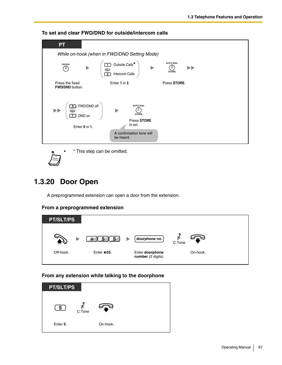 20 door open, Pt/slt/ps | Panasonic KX-TDE100 User Manual | Page 67 / 214