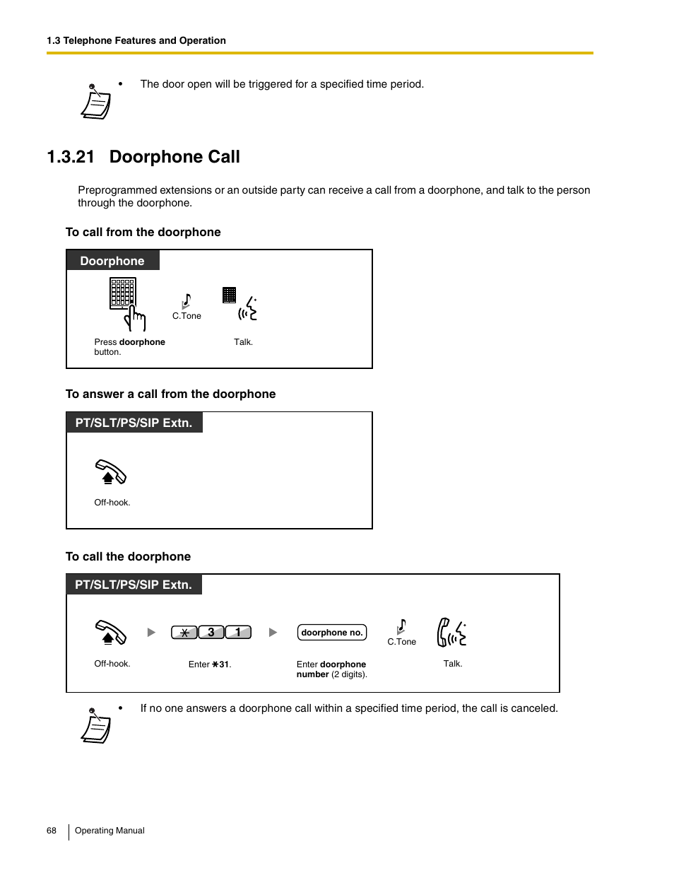 21 doorphone call | Panasonic KX-TDE100 User Manual | Page 68 / 214