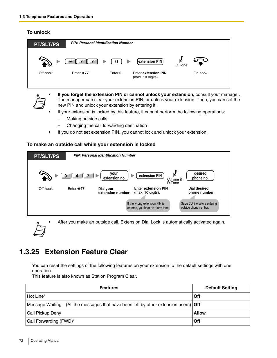 25 extension feature clear | Panasonic KX-TDE100 User Manual | Page 72 / 214