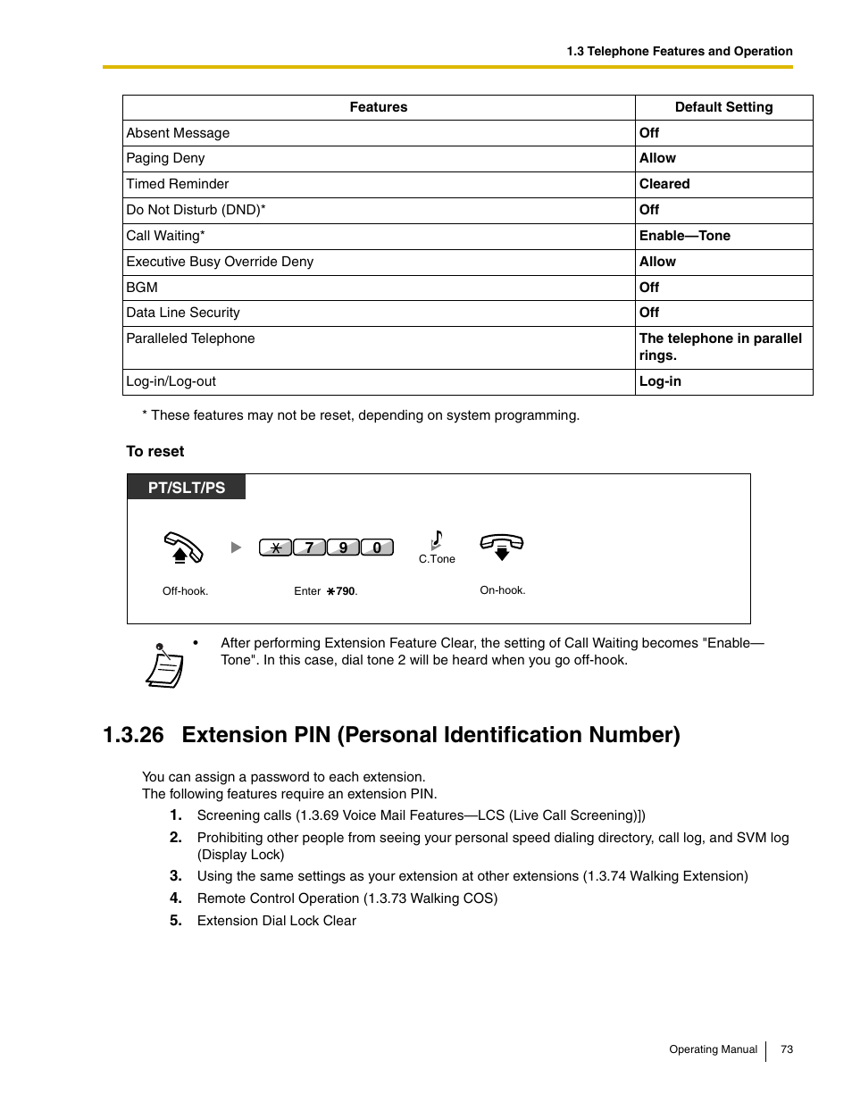 26 extension pin (personal identification number) | Panasonic KX-TDE100 User Manual | Page 73 / 214