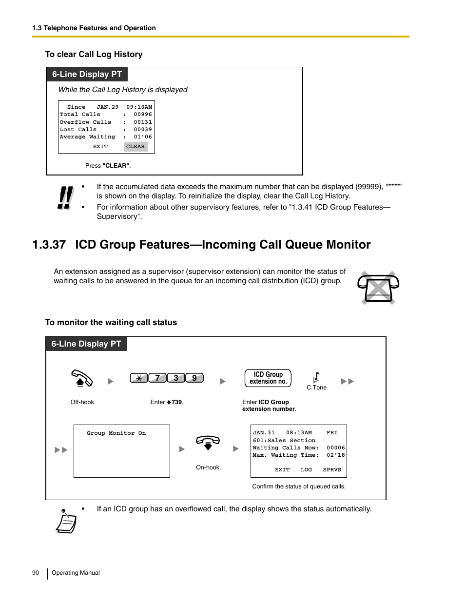 37 icd group features-incoming call queue monitor, 37 icd group features—incoming call queue monitor | Panasonic KX-TDE100 User Manual | Page 90 / 214