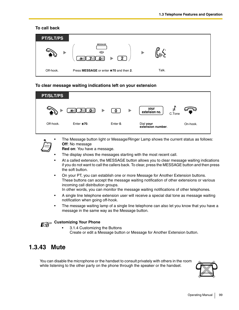 43 mute | Panasonic KX-TDE100 User Manual | Page 99 / 214