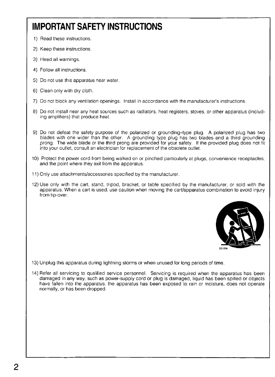 Important safety instructions | Panasonic WV-CU20 User Manual | Page 2 / 148