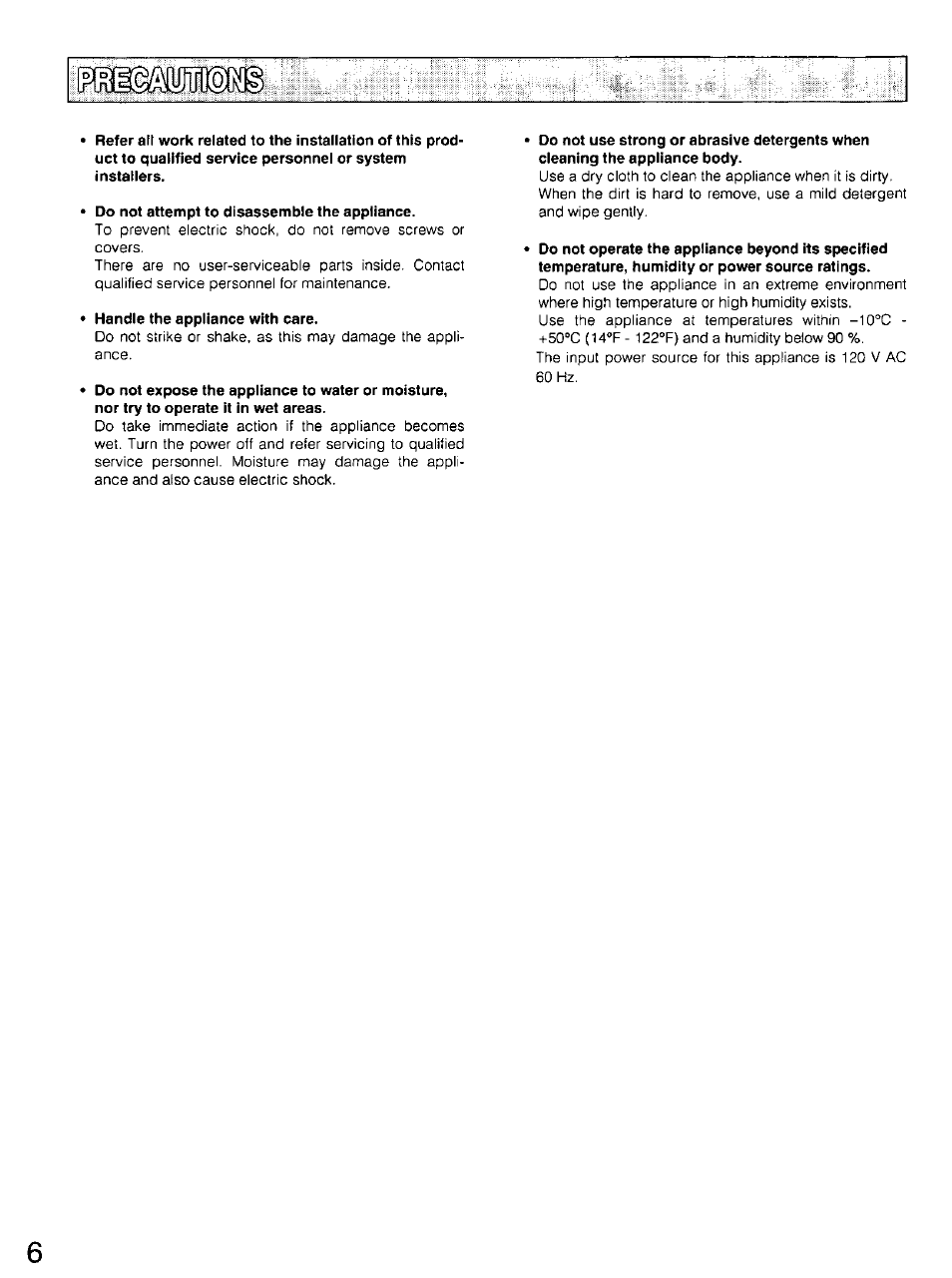 Do not attempt to disassemble the appliance, Handle the appliance with care, Wisspps | Panasonic WV-CU20 User Manual | Page 6 / 148