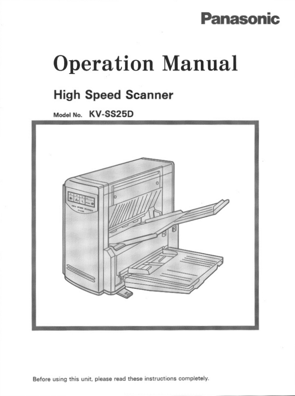 Panasonic KV-SS25D User Manual | 20 pages