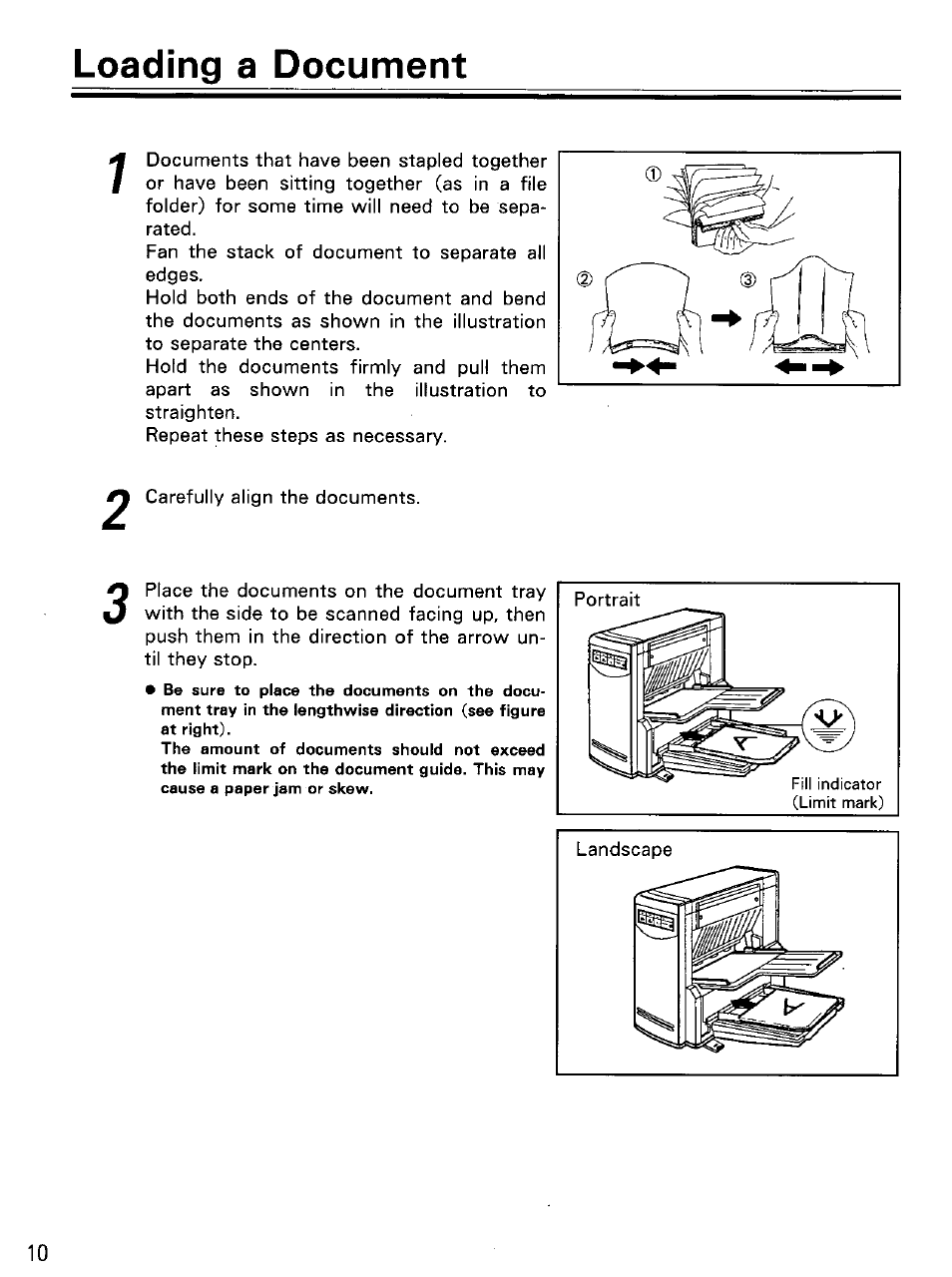 Loading a document | Panasonic KV-SS25D User Manual | Page 10 / 20
